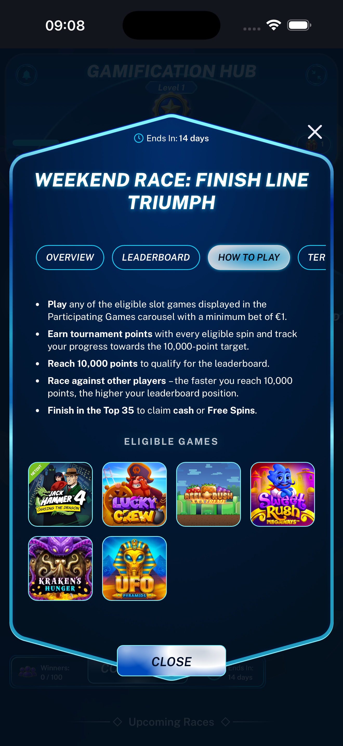 Race How to Play tab displayed on a mobile phone